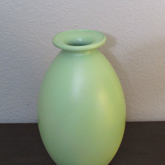Large Sage Green Glass Vase with Painted Finish - Picture 2 of 5